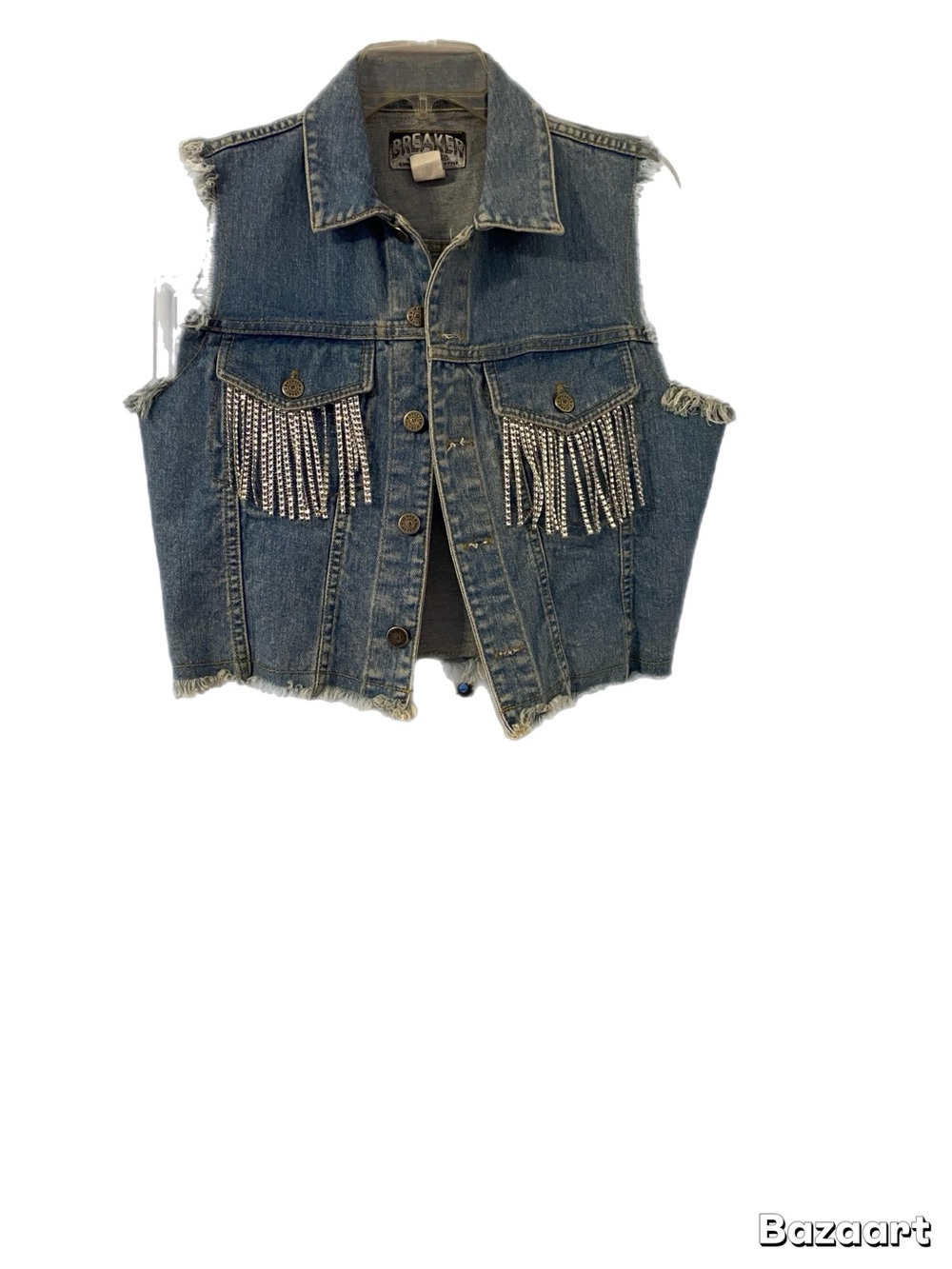 Breakers Blue Denim Vest with Rhinestone Fringe
